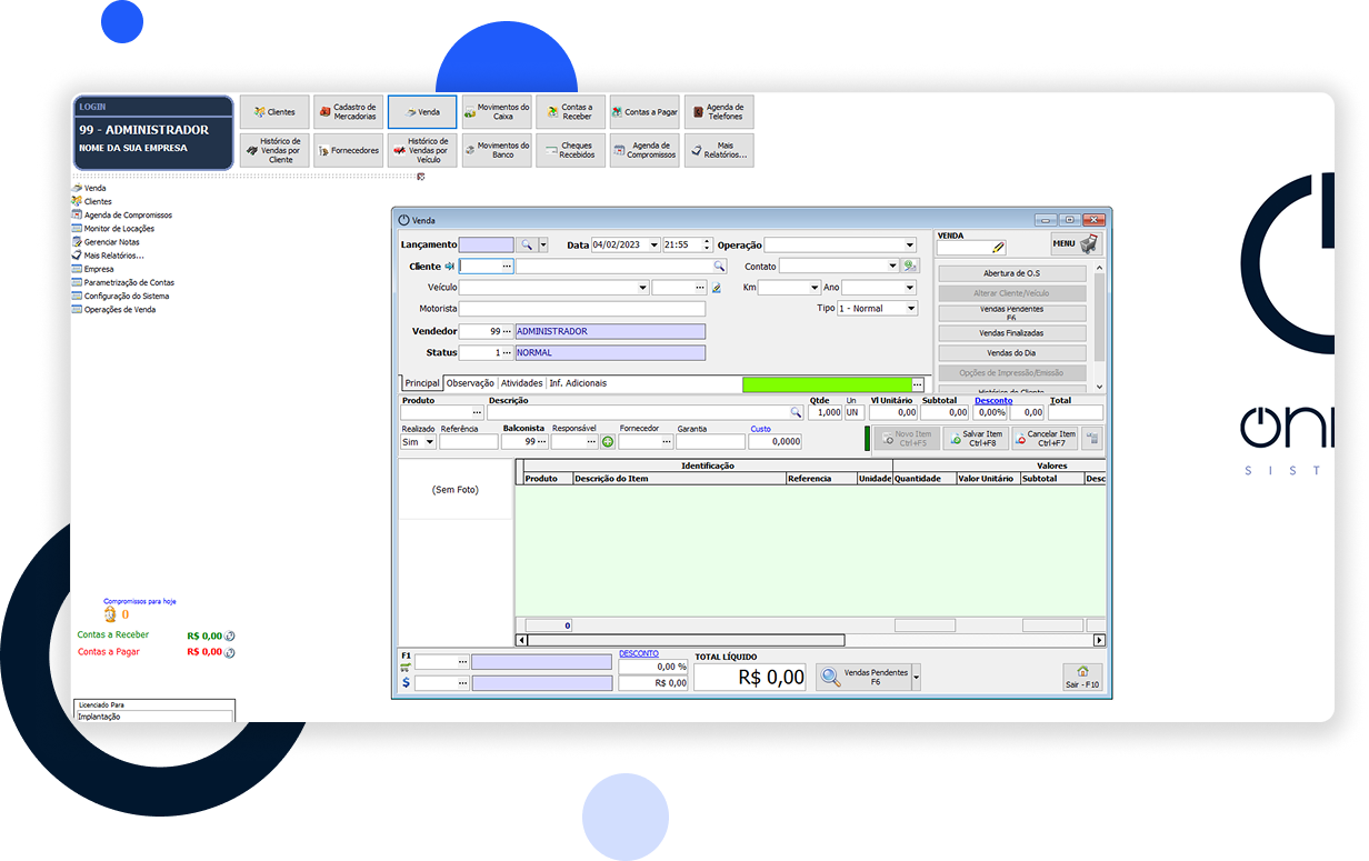 ONNIX ERP — tela do sistema